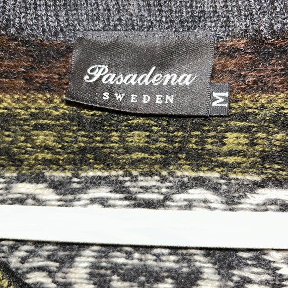 Pasadena Sweden Norwegian pewter toggle Fair Isle Wool long sweater M - Picture 2 of 6